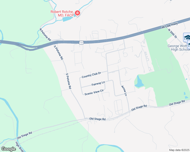 map of restaurants, bars, coffee shops, grocery stores, and more near 210 Fairway Lane in Wytheville