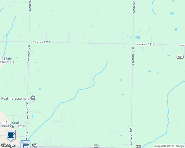 map of restaurants, bars, coffee shops, grocery stores, and more near 23718 Lawrence 1096 in Monett