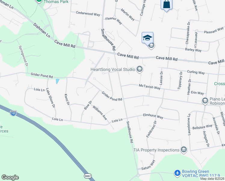 map of restaurants, bars, coffee shops, grocery stores, and more near 3198 Huntmaster Drive in Bowling Green