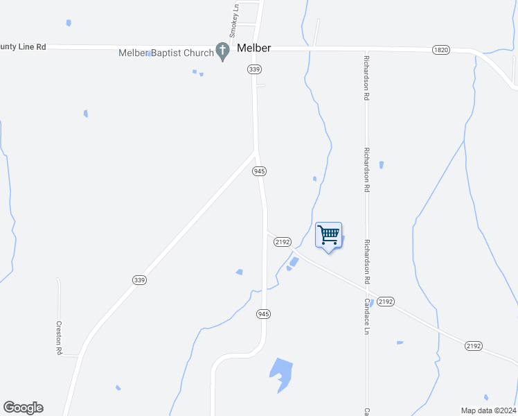 map of restaurants, bars, coffee shops, grocery stores, and more near 10475 Highway 945 in Melber