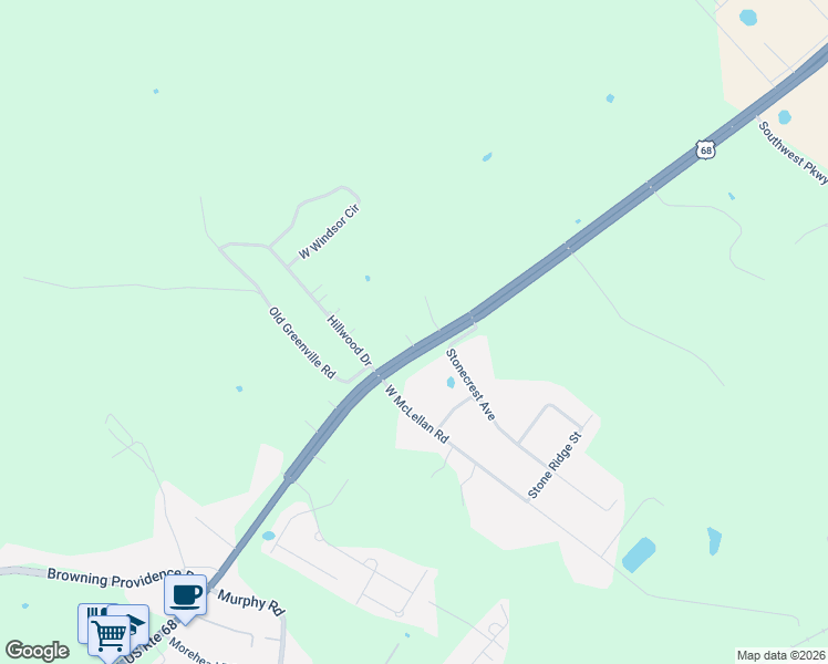 map of restaurants, bars, coffee shops, grocery stores, and more near 6720-6736 Russellville Road in Bowling Green