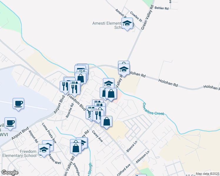 map of restaurants, bars, coffee shops, grocery stores, and more near 140 Hi Grade Lane in Freedom