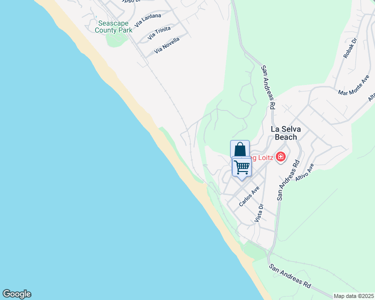 map of restaurants, bars, coffee shops, grocery stores, and more near 440 Camino Al Mar in Watsonville