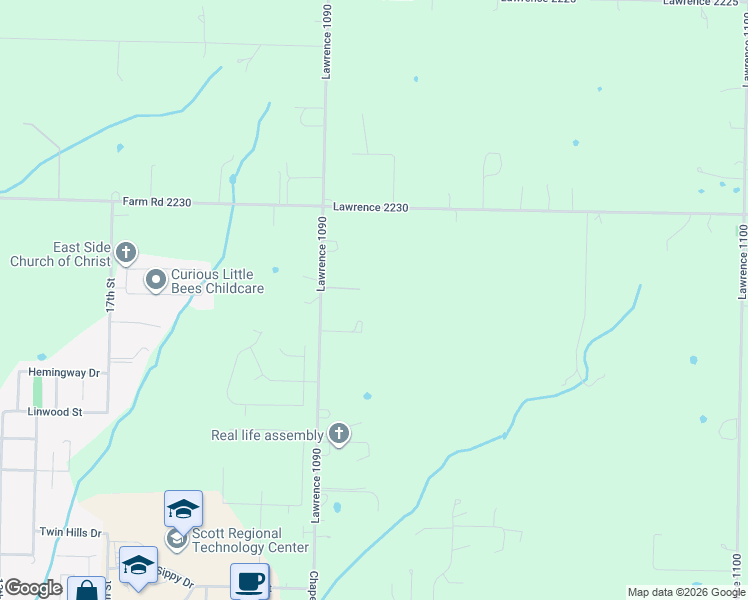 map of restaurants, bars, coffee shops, grocery stores, and more near 23188 Lawrence 1090 in Monett