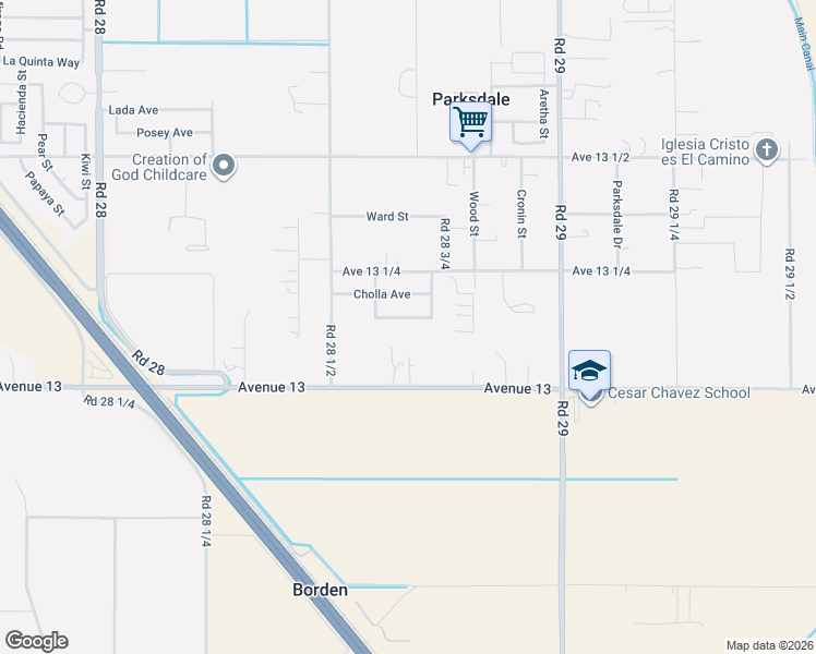map of restaurants, bars, coffee shops, grocery stores, and more near 28635 Saquro Avenue in Madera