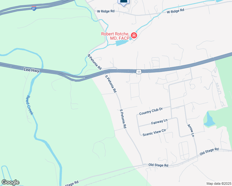 map of restaurants, bars, coffee shops, grocery stores, and more near 281 South Petunia Road in Wytheville