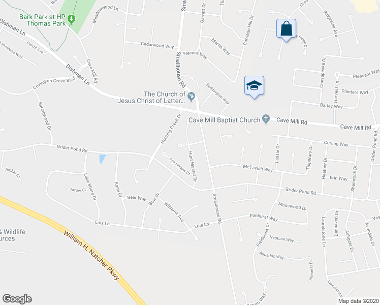 map of restaurants, bars, coffee shops, grocery stores, and more near 3101 Hunt Master Drive in Bowling Green