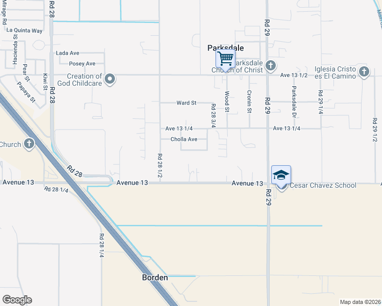 map of restaurants, bars, coffee shops, grocery stores, and more near 28616 Saquro Avenue in Madera