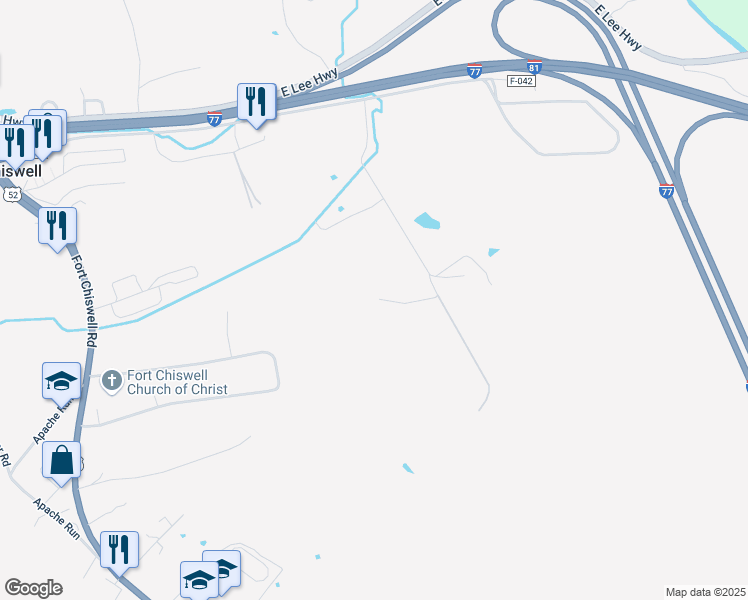 map of restaurants, bars, coffee shops, grocery stores, and more near 355 Meadowbrook Lane in Max Meadows