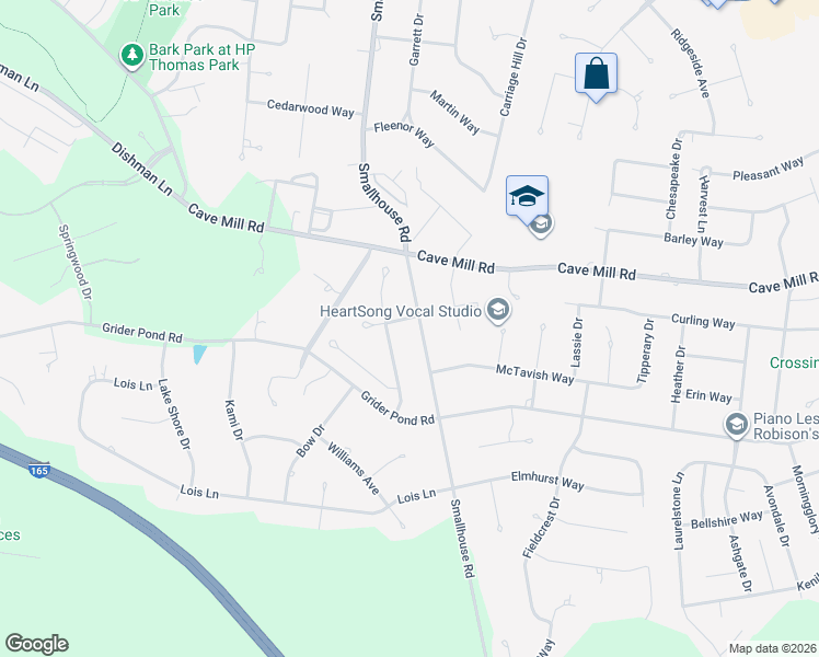 map of restaurants, bars, coffee shops, grocery stores, and more near 3107 Smallhouse Road in Bowling Green