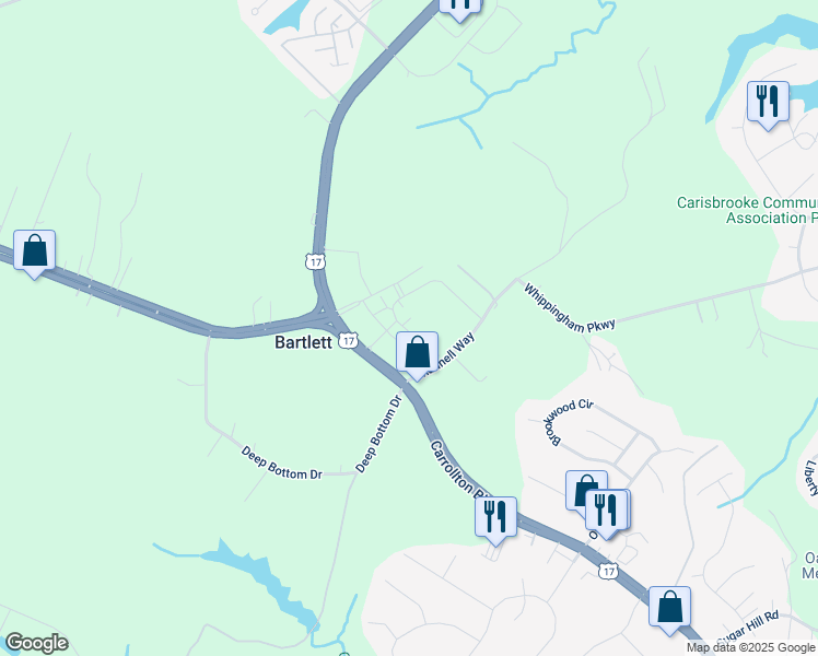 map of restaurants, bars, coffee shops, grocery stores, and more near 506 Kathy Ann Way West in Carrollton