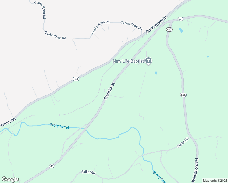 map of restaurants, bars, coffee shops, grocery stores, and more near 6893 Franklin Street in Ferrum