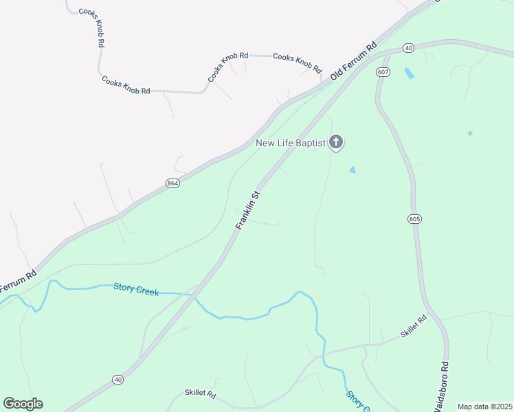 map of restaurants, bars, coffee shops, grocery stores, and more near 6893 Franklin Street in Ferrum