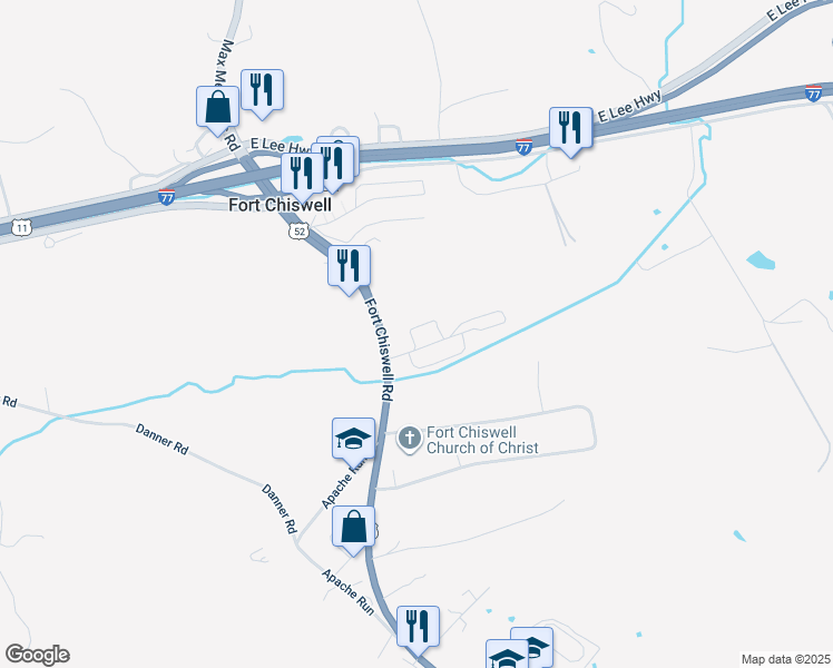 map of restaurants, bars, coffee shops, grocery stores, and more near 312 Fort Chiswell Road in Max Meadows