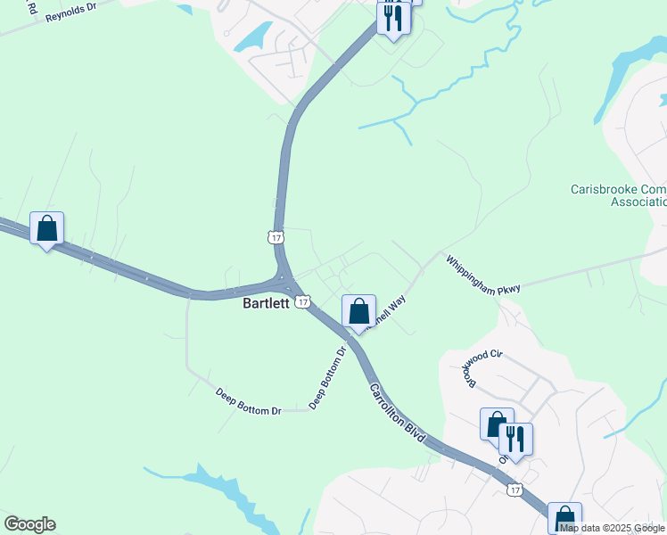 map of restaurants, bars, coffee shops, grocery stores, and more near 1007 Kathy Ann Way West in Carrollton