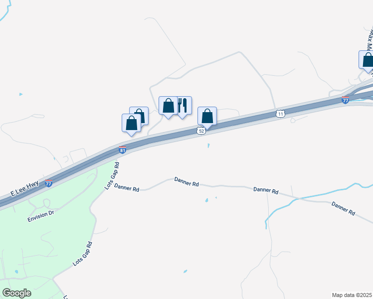 map of restaurants, bars, coffee shops, grocery stores, and more near 4075 Chapman Road in Max Meadows