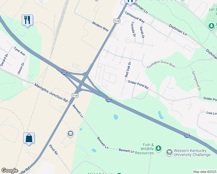 map of restaurants, bars, coffee shops, grocery stores, and more near 448 Catalpa Circle in Bowling Green