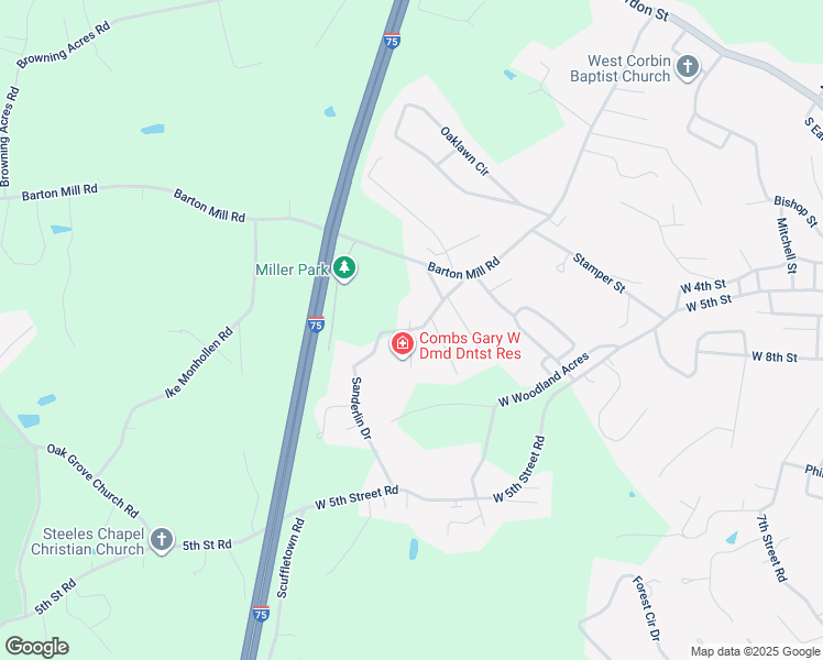 map of restaurants, bars, coffee shops, grocery stores, and more near 2 Brook Side Condos in Corbin