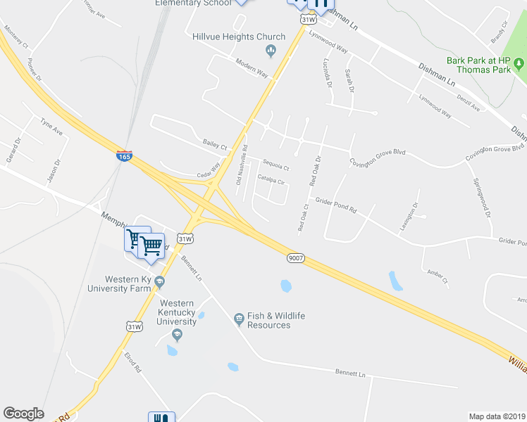 map of restaurants, bars, coffee shops, grocery stores, and more near 448 Catalpa Circle in Bowling Green