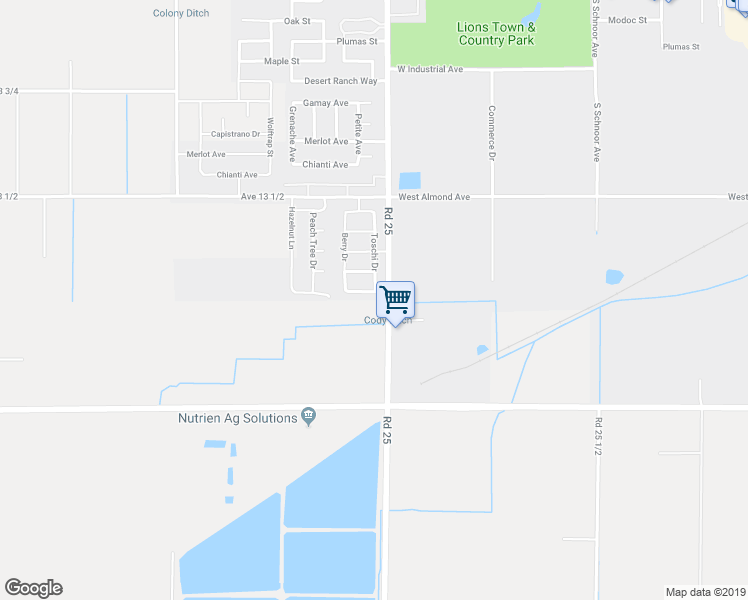 map of restaurants, bars, coffee shops, grocery stores, and more near 2628 Cherry Tree Drive in Madera