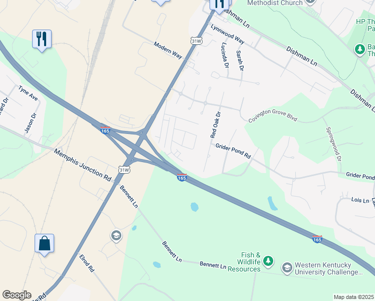 map of restaurants, bars, coffee shops, grocery stores, and more near 448 Catalpa Circle in Bowling Green