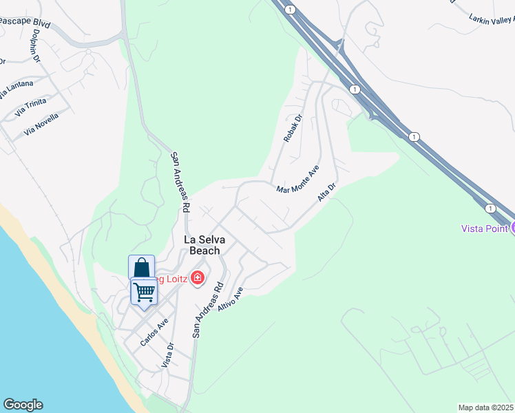 map of restaurants, bars, coffee shops, grocery stores, and more near 33 Aqua View Drive in Watsonville