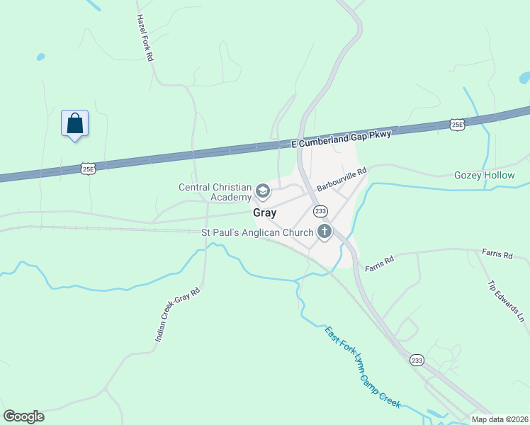 map of restaurants, bars, coffee shops, grocery stores, and more near in Gray