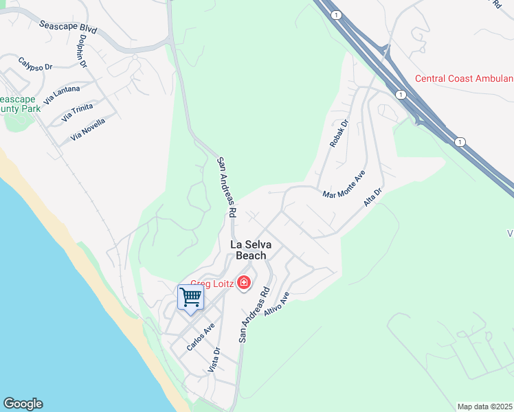 map of restaurants, bars, coffee shops, grocery stores, and more near 162 Mar Monte Avenue in La Selva Beach