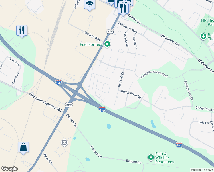 map of restaurants, bars, coffee shops, grocery stores, and more near 332 Catalpa Circle in Bowling Green