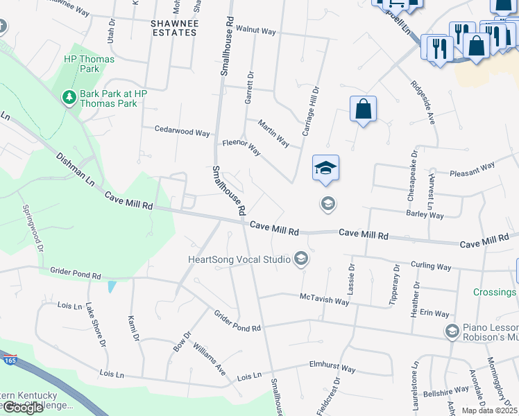 map of restaurants, bars, coffee shops, grocery stores, and more near 2922 Sassafras Street in Bowling Green