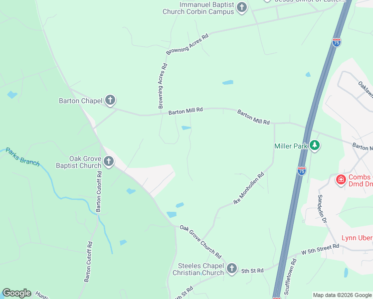 map of restaurants, bars, coffee shops, grocery stores, and more near 166 Hickory Ridge Drive in Corbin