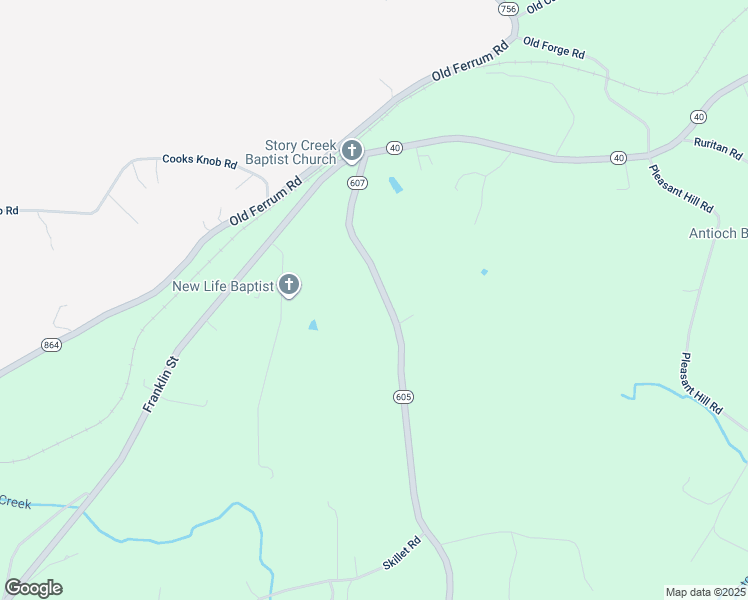 map of restaurants, bars, coffee shops, grocery stores, and more near 4525 Waidsboro Road in Ferrum