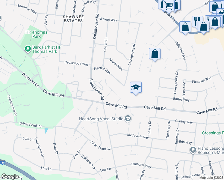 map of restaurants, bars, coffee shops, grocery stores, and more near 2901 Sassafras Street in Bowling Green