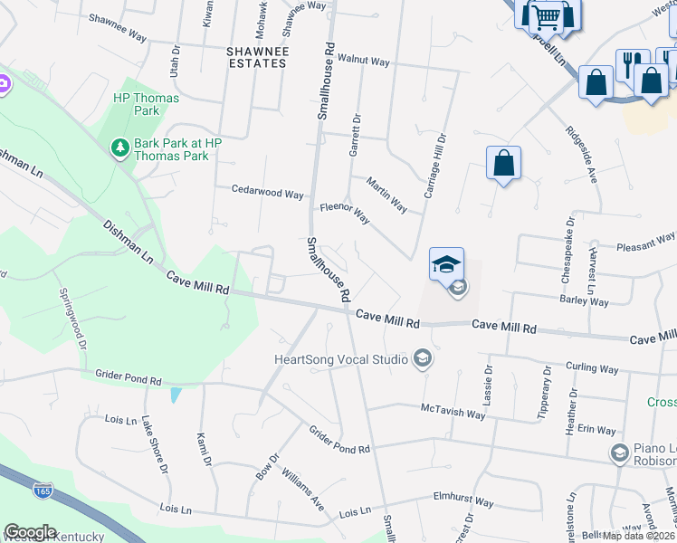 map of restaurants, bars, coffee shops, grocery stores, and more near 1441 Boulder Court in Bowling Green