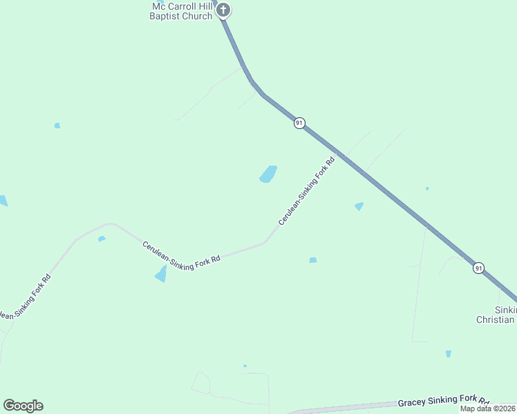 map of restaurants, bars, coffee shops, grocery stores, and more near 9860 Cerulean-Sinking Fork Road in Cerulean