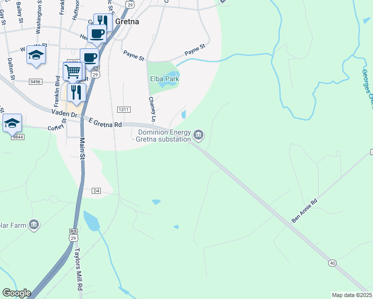 map of restaurants, bars, coffee shops, grocery stores, and more near 632 E Gretna Rd in Gretna