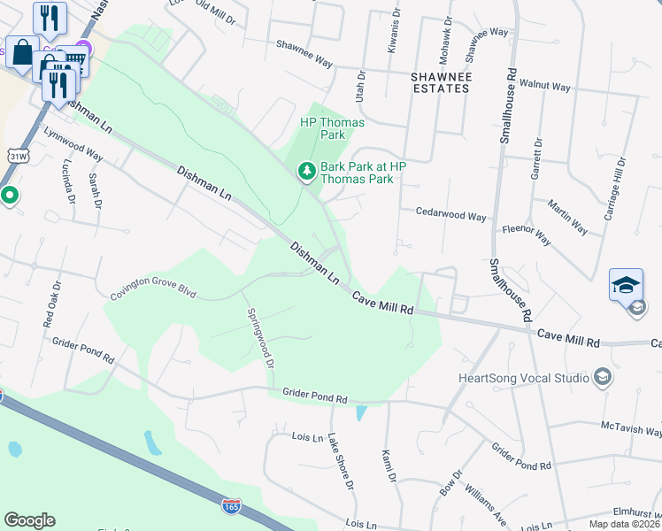 map of restaurants, bars, coffee shops, grocery stores, and more near 910 Covington Grove Boulevard in Bowling Green