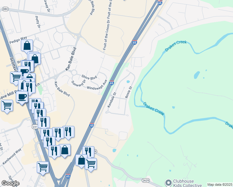map of restaurants, bars, coffee shops, grocery stores, and more near 172 Kendale Street in Bowling Green