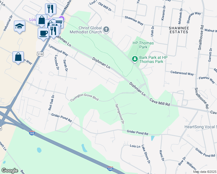 map of restaurants, bars, coffee shops, grocery stores, and more near 883C Lynnwood Way in Bowling Green