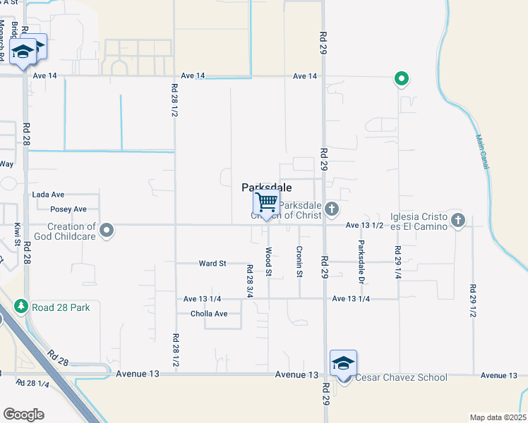 map of restaurants, bars, coffee shops, grocery stores, and more near in Parksdale