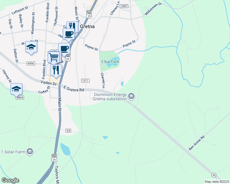map of restaurants, bars, coffee shops, grocery stores, and more near 533 East Gretna Road in Gretna
