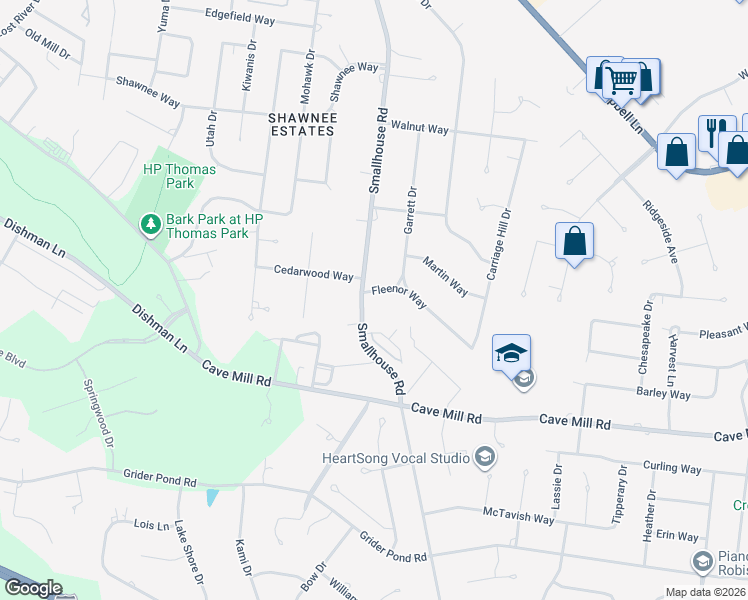 map of restaurants, bars, coffee shops, grocery stores, and more near 2901-2999 Smallhouse Road in Bowling Green