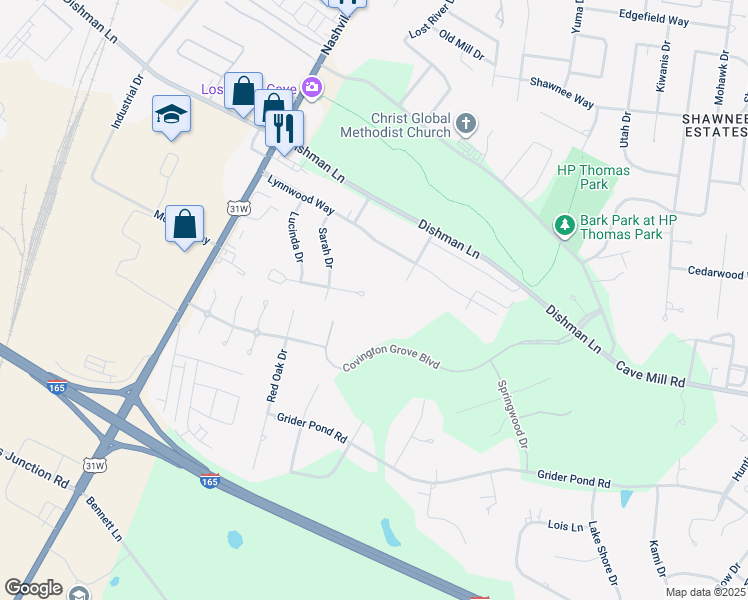 map of restaurants, bars, coffee shops, grocery stores, and more near 638 Kirtley Court in Bowling Green