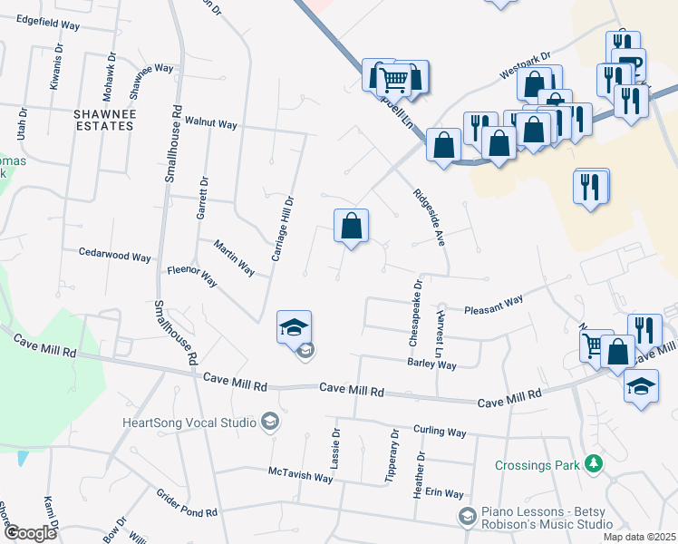 map of restaurants, bars, coffee shops, grocery stores, and more near 2998 Crossridge Ct in Bowling Green