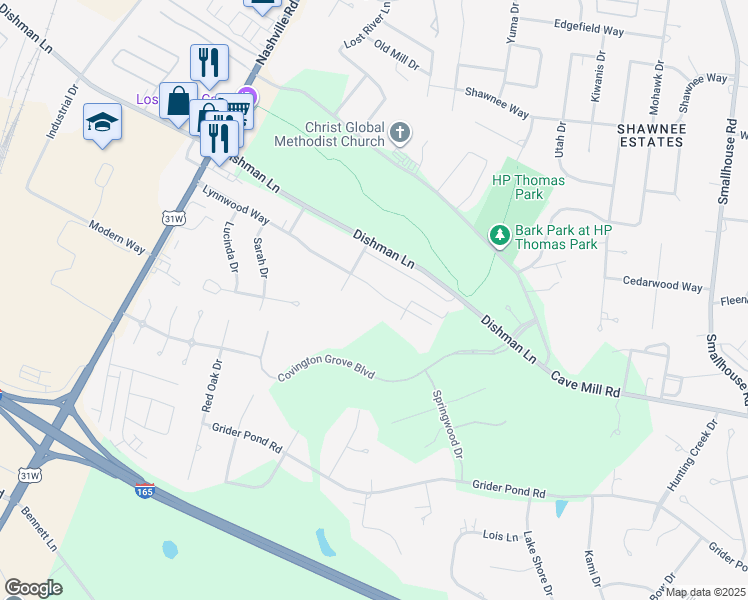 map of restaurants, bars, coffee shops, grocery stores, and more near 807-899 Lynnwood Way in Bowling Green