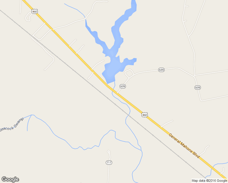 map of restaurants, bars, coffee shops, grocery stores, and more near 12264 General Mahone Highway in Wakefield