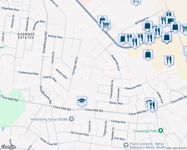 map of restaurants, bars, coffee shops, grocery stores, and more near 2998 Crossridge Ct in Bowling Green