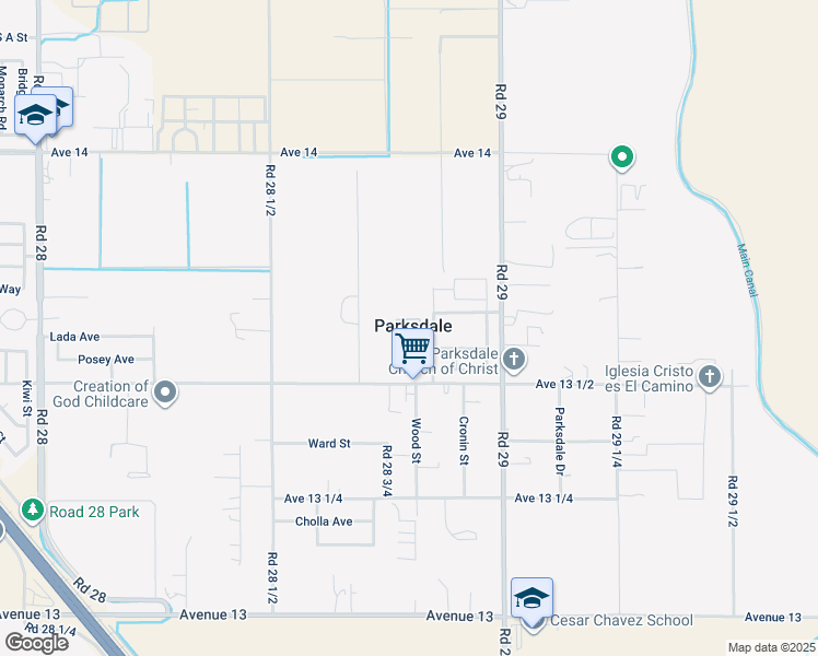 map of restaurants, bars, coffee shops, grocery stores, and more near in Parksdale