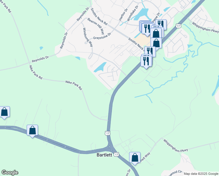 map of restaurants, bars, coffee shops, grocery stores, and more near 1703 James River Trail in Carrollton