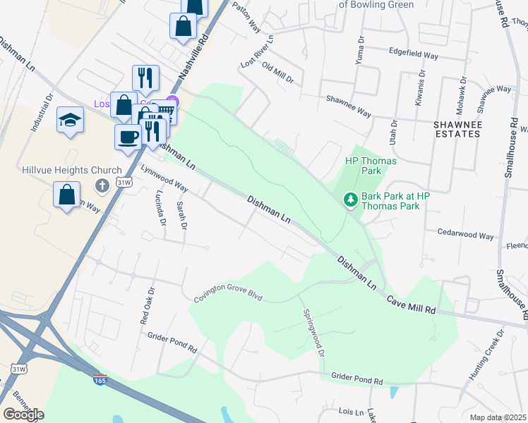 map of restaurants, bars, coffee shops, grocery stores, and more near 806 Denzil Avenue in Bowling Green